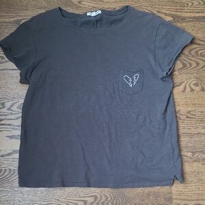 rag & bone Dark Gray Heart Pocket Tee